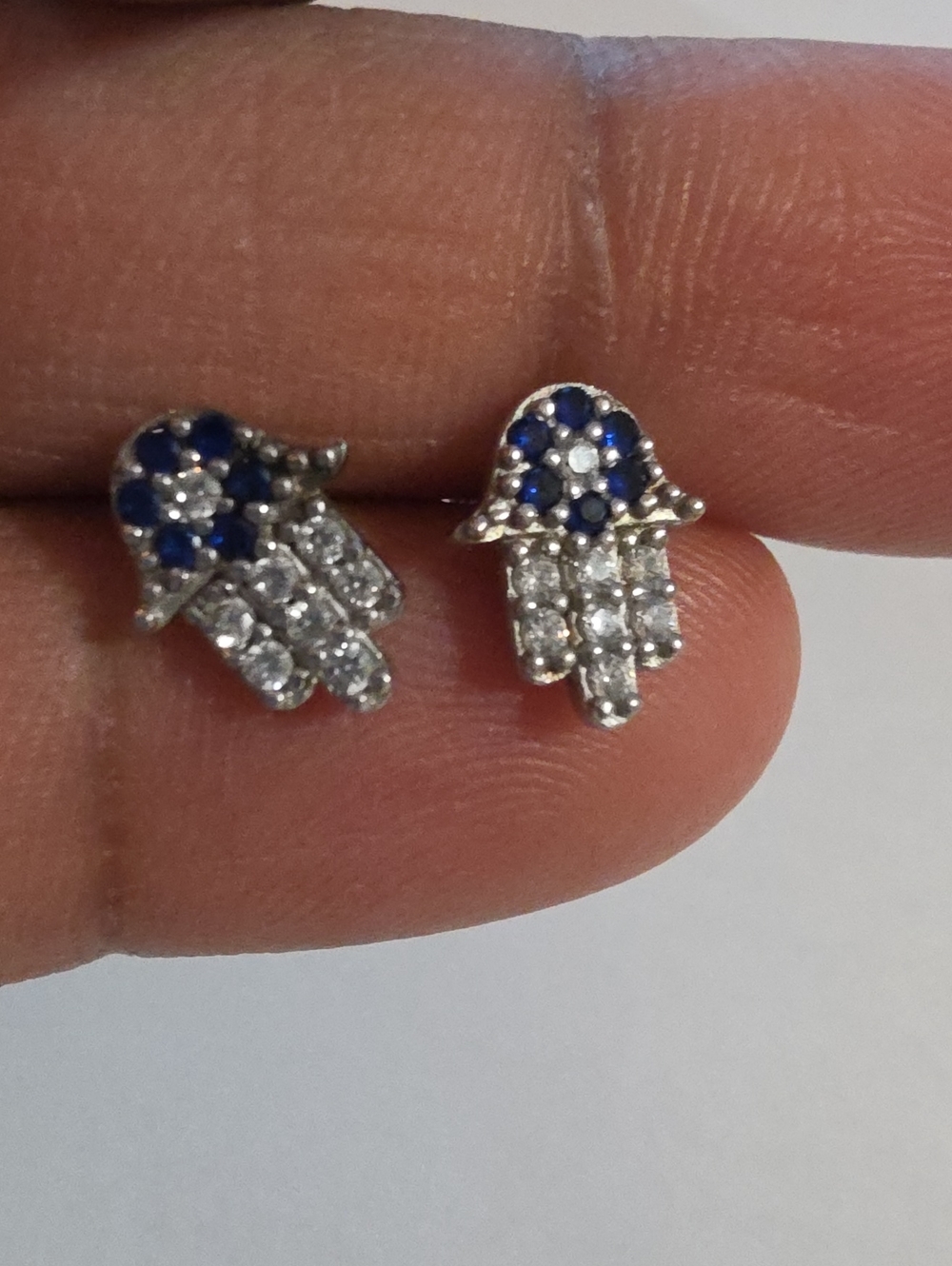 Silver Hamsa Stud Earrings